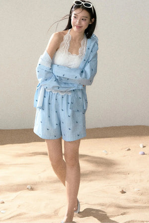 Embroidered Pony Shirt And Shorts Set-Up