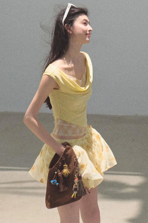 Embroidered Puffy A-Line Skirt