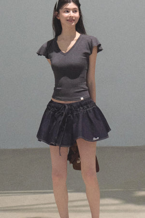Embroidered Puffy A-Line Skirt