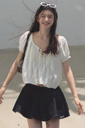 Embroidered Puffy A-Line Skirt