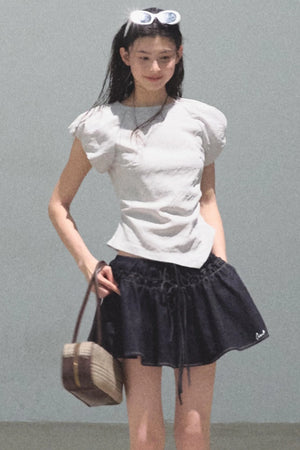 Embroidered Puffy A-Line Skirt