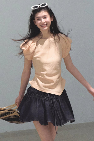 Embroidered Puffy A-Line Skirt