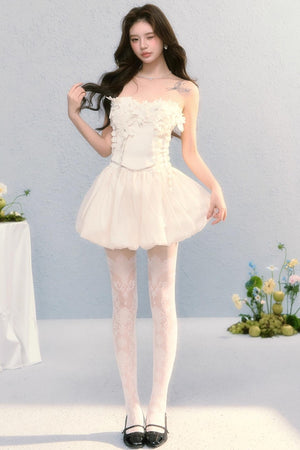 Embroidered Roses Two-Piece Skirt Set-Up