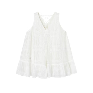 Embroidered Ruffled Tank Dress
