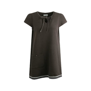 Embroidered Tie Neck Dress