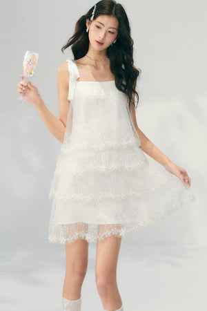 Embroidered Tulle Tiered Fairy Dress