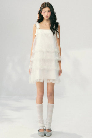 Embroidered Tulle Tiered Fairy Dress