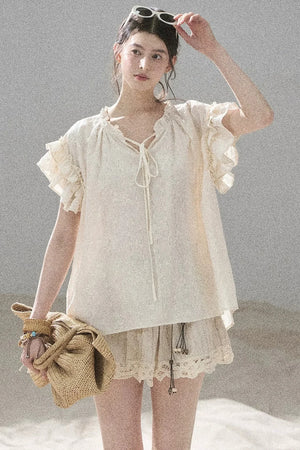 Embroidered V-Neck Blouse