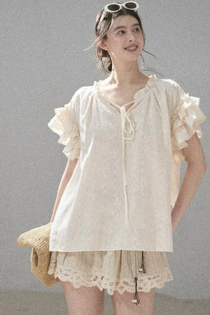Embroidered V-Neck Blouse