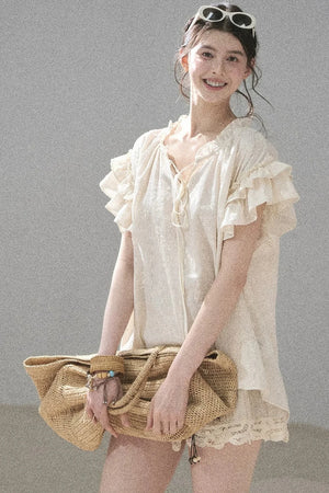 Embroidered V-Neck Blouse