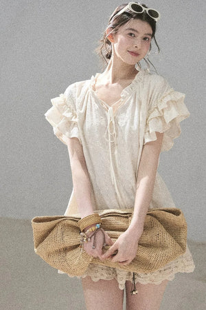 Embroidered V-Neck Blouse