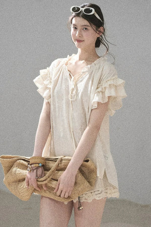 Embroidered V-Neck Blouse