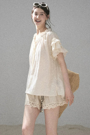 Embroidered V-Neck Blouse