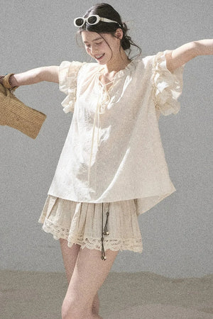 Embroidered V-Neck Blouse