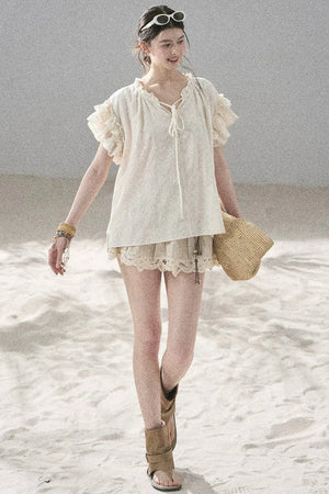 Embroidered V-Neck Blouse