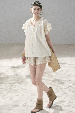 Embroidered V-Neck Blouse