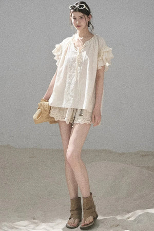 Embroidered V-Neck Blouse
