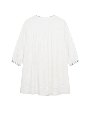 Embroidery White Streamer Dress