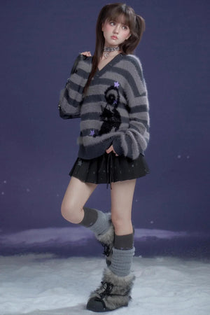 Energetic Striped V-Neck Top