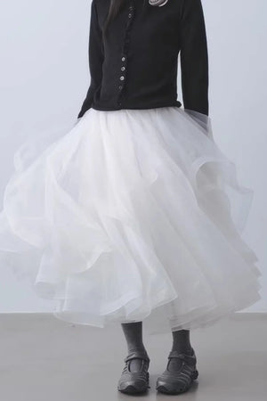 Ethereal White Mesh Skirt