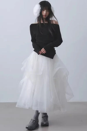 Ethereal White Mesh Skirt