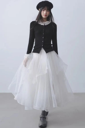 Ethereal White Mesh Skirt