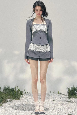 Eye-Catching Lace Spring Vest Set-Up