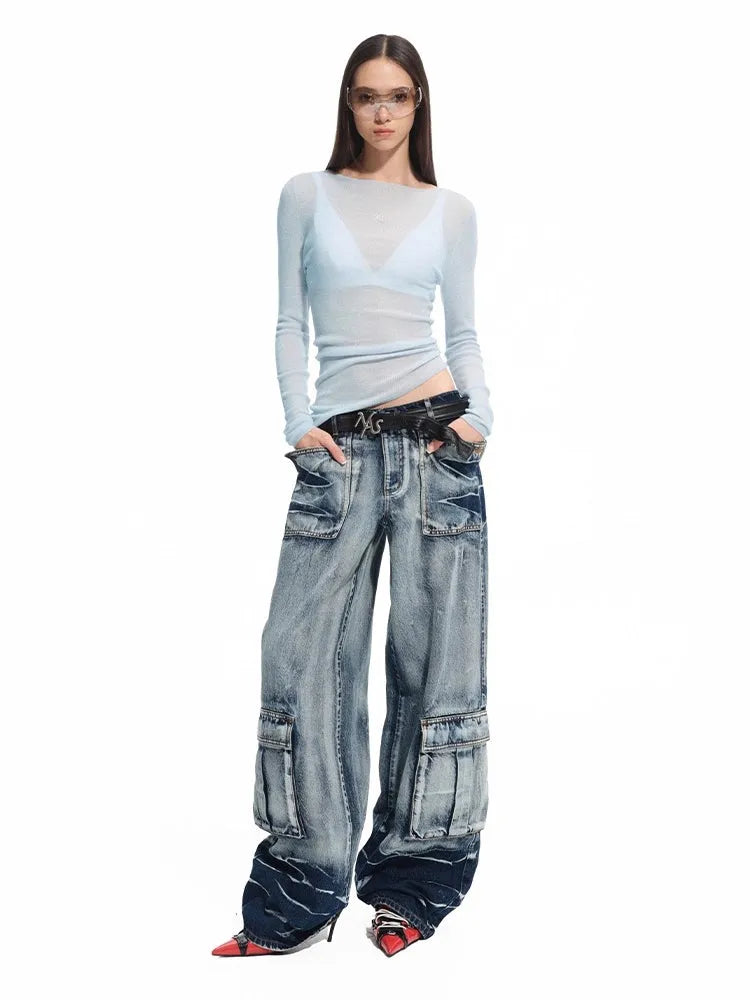 "Feria Series" Volcano Denim Loose Wide-leg Jeans