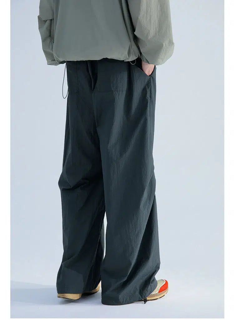 Loose Pleated Track Pants In Solid Color