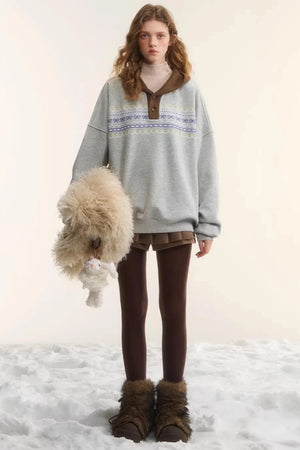 Fair Isle Hooded Top