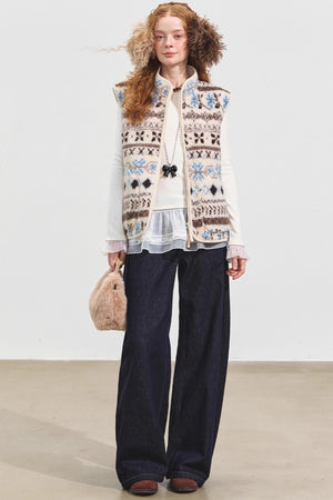 Fair Isle Jacquard Fleece Vest