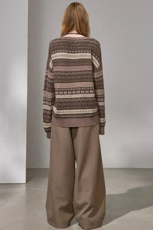 Fair Isle Jacquard V-Neck Sweater