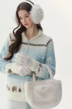 Fair Isle Mink Sweater Skirt Set-Up