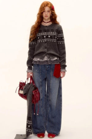 Fair Isle Wool Cardigan Set-Up