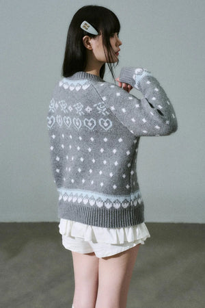 Fair Isle Wool Cardigan Top