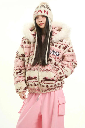 Fair Isle Wool Hooded Jacket
