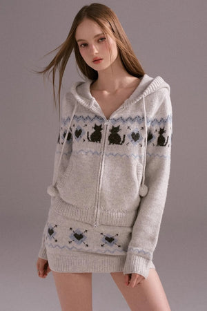 Fair Isle Woolen Skirt Set-Up