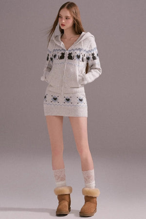 Fair Isle Woolen Skirt Set-Up