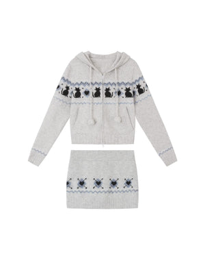 Fair Isle Woolen Skirt Set-Up