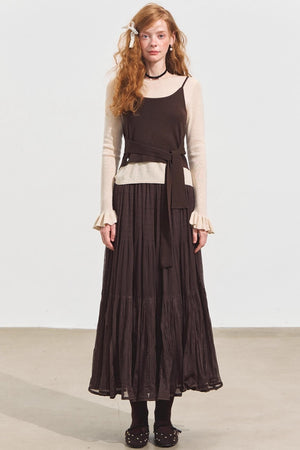 Fake Two Contrasting Lace-Up Top