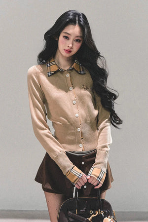 Fake Two Korean Long-Sleeve Knit Top