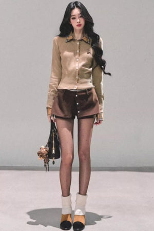 Fake Two Korean Long-Sleeve Knit Top