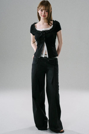 Fake Two-Piece Lace Slim Top