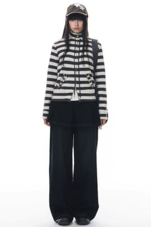 Fake Two-Piece Pleated Skirt Jeans