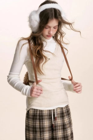 Fake Two-Piece Wool Blend Knit Vest