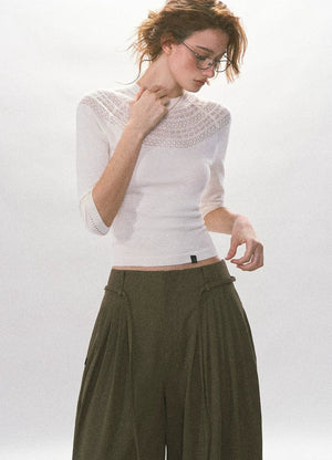 Fan-Shaped Hollow-Out Knit Top
