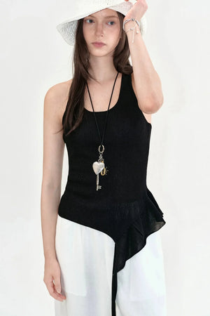 Fano Ruffled Halter Backless Tank