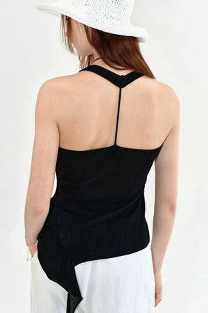 Fano Ruffled Halter Backless Tank