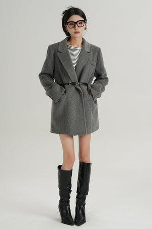 Fashionable Tweed Belted Jacket