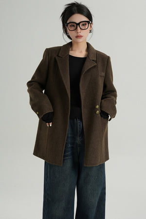 Fashionable Tweed Belted Jacket